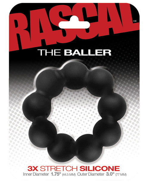 Rascal Toys The Baller 3x Stretch Silicone Cockring - Black