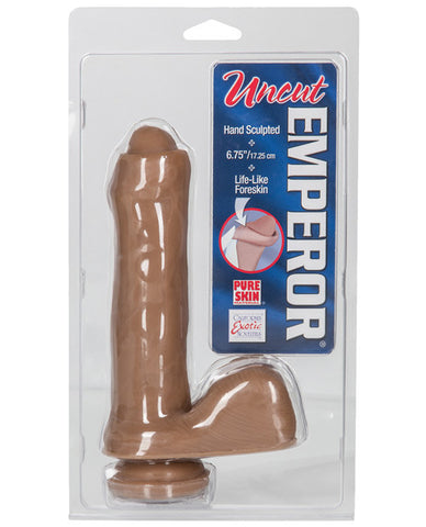 Uncut Emperor Soft Dong W-suction Cup - Brown