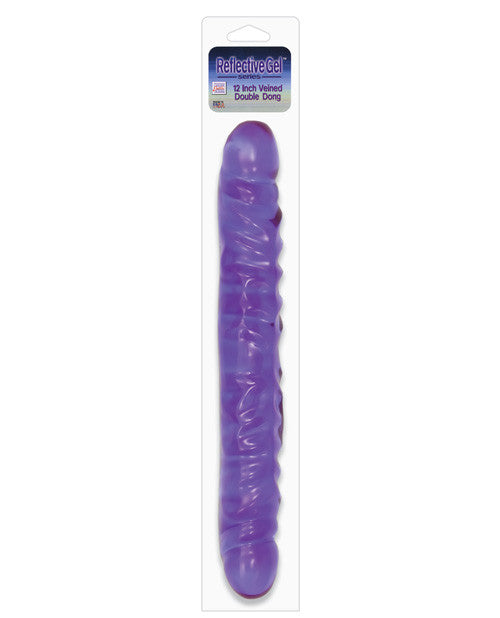 12" Reflective Gel Vein Double Dong - Lavender