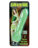 Glow In The Dark Jelly Penis Vibe 7" - Green