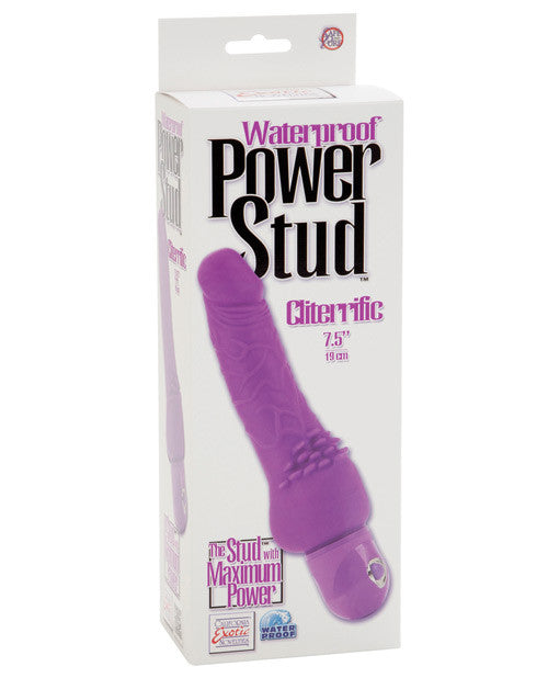 Power Stud Waterproof Cliterrific Dong - Purple