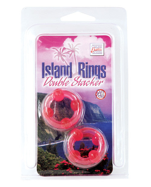 Silicone Island Rings Double Stacker - Pink