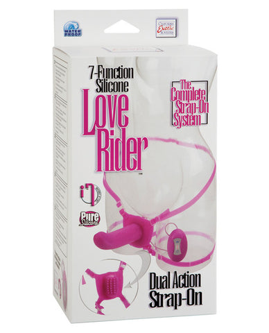 7 Function Silicone Love Rider Dual Action Strap On - Pink