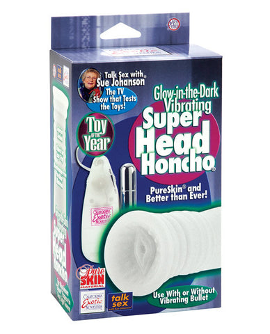 Sue Johanson Glow In The Dark Vibrating Super Head Honcho - White