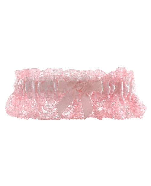 Night To Remember Leg Garter - White-pink Bulk Packaging By Sassigirl