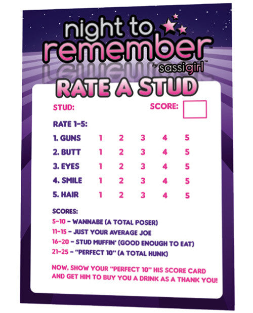 Night To Remember Stud Rating Cards By Sassigirl