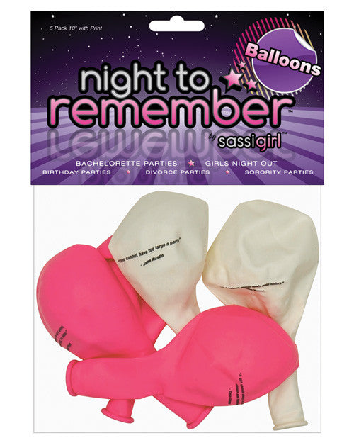 Night To Remember 10" Balloons W-print - Pack Of 5 By Sassigirl