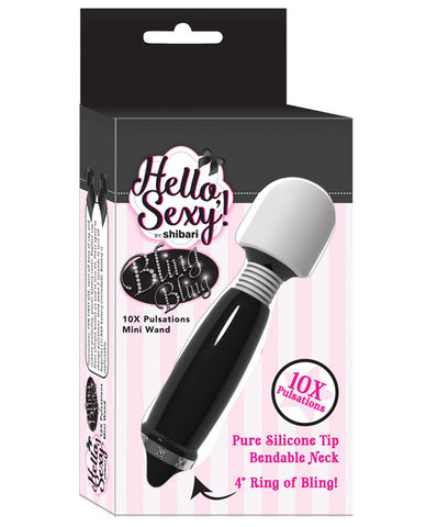 Shibari Hello Sexy Bling Mini Wand - Black