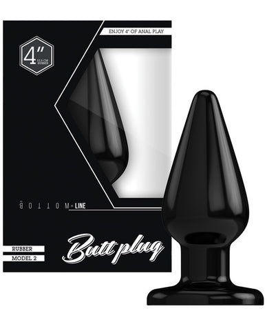 Shots Bottom Line Buttplug 4" Rubber Model 2 - Black