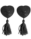 Shots Ouch Heart Shaped Nipple Tassels - Black