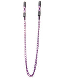 Shots Ouch Adjustable Nipple Clamps W-chain - Purple