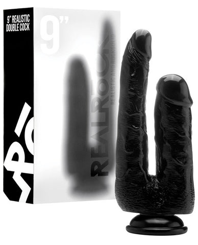 Shots Realrock 6.3" Realistic Double Cock W-suction Cup - Black