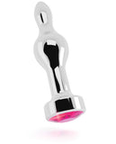 Shots Rich 3.5" Butt Plug W-crystal - Silver-rose Red Sapphire