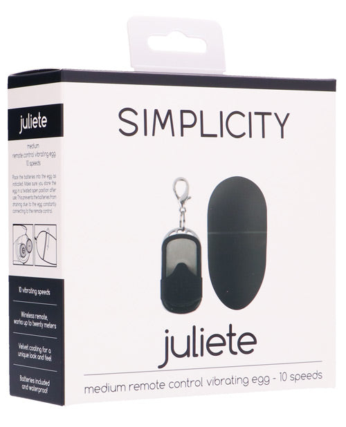 Shots Simplicity Juliete Medium Remote Control Vibrating Egg - 10 Speed Black