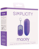 Shots Simplicity Macey Large Remote Control Vibrating Egg - 10 Speeds Purple