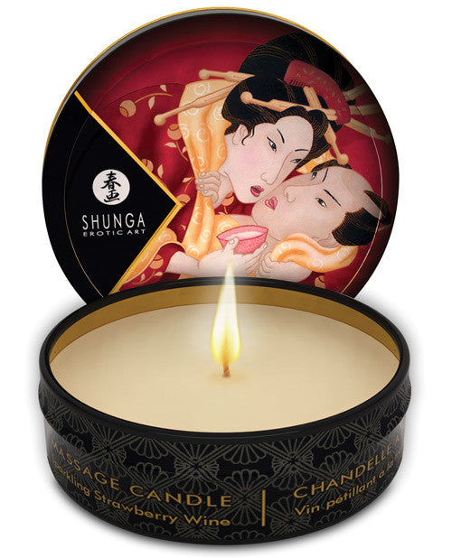 Shunga Romance Mini Candlelight Massage Candle - 1 Oz Sparkling Strawberry Wine