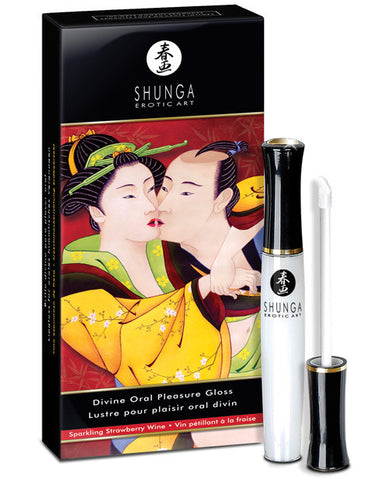 Shunga Divine Oral Pleasure Lipgloss - .33 Oz Sparkling Strawberry Wine