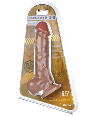 Si Novelties Major Dick Dong W-balls & Suction Cup Commander In Chief - Caramel