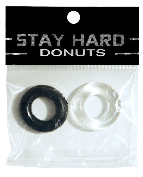 Ignite Thick Power Stretch Donut Cock Ring - Clear-black  2 Pack