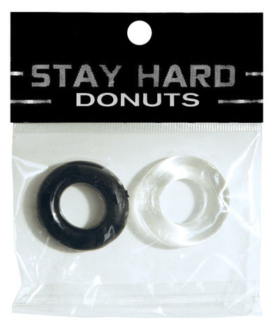 Ignite Thick Power Stretch Donut Cock Ring - Clear-black  2 Pack