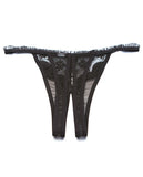 Scalloped Embroidery Crotchless Panty Black O-s