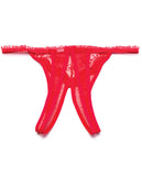 Scalloped Embroidery Crotchless Panty Red O-s