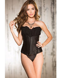 Shadow Stripe Satin & Mesh Corset W-foam Lined Under Wired Cups, Boning & Lace Up Back Black 33