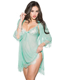 Sheer & Lace Pegnoir W-babydoll & G-string Mint 2x