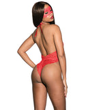 Floral Lace Teddy W-mask Red 2x