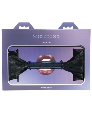 Midnight By Sportsheets Lace Bit Gag - Black