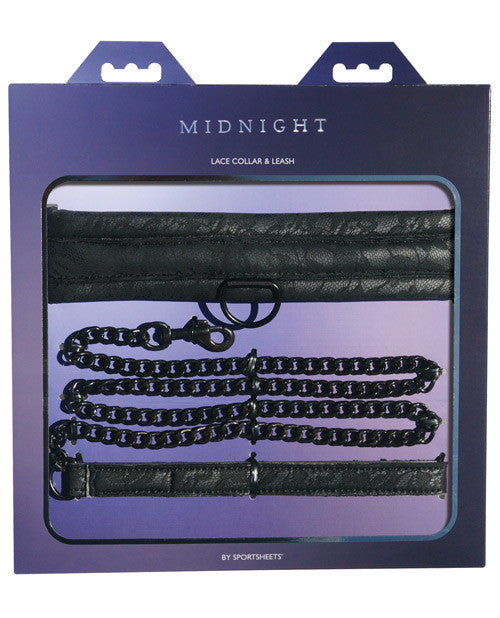 Midnight By Sportsheets Lace Collar & Leash - Black