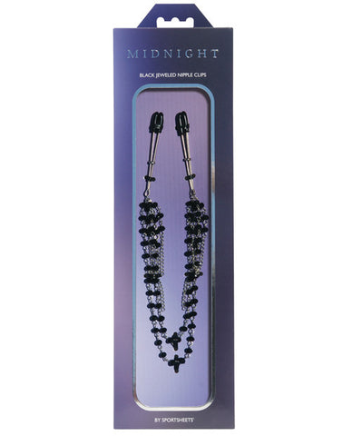 Midnight By Sportsheets Black Jeweled Nipple Clips