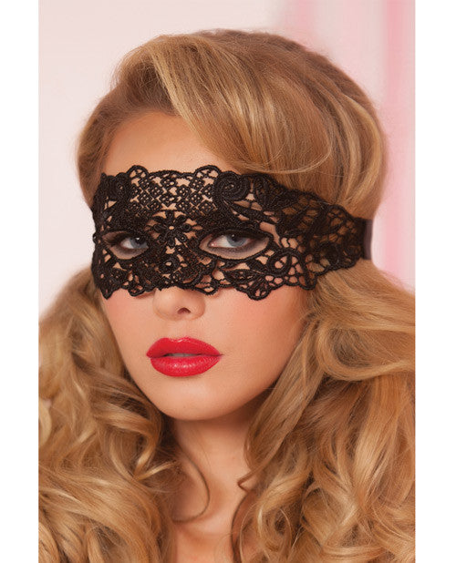 Lace Eye Mask W-satin Ribbon Ties Black O-s