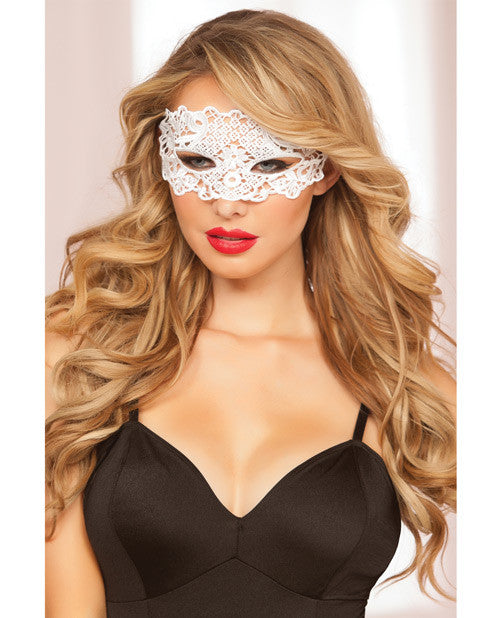 Lace Eye Mask W-satin Ribbon Ties White O-s