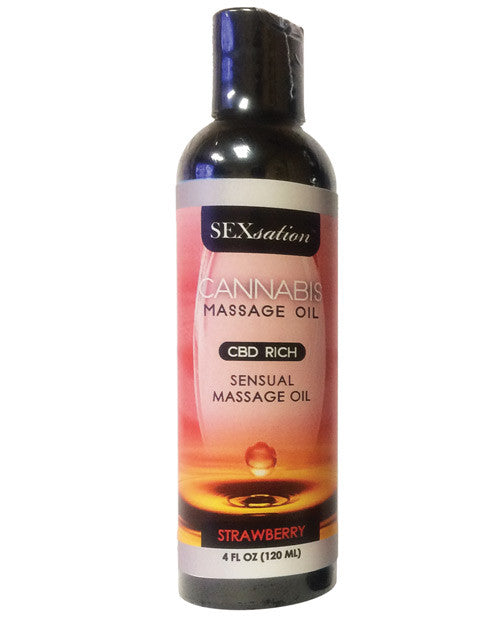 Sexsation Cannabis Massage Oil - 4 Oz Strawberry