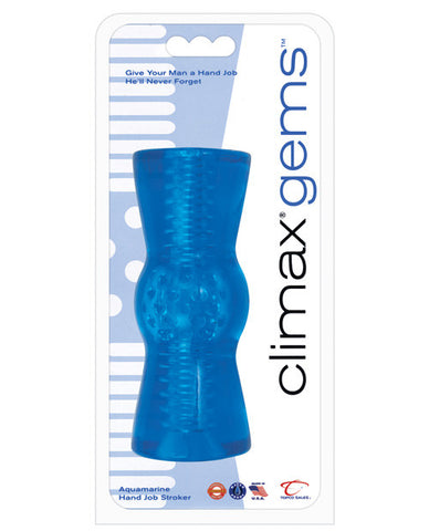 Climax Gems Hand Job Stroker - Aquamarine