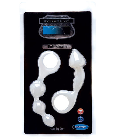 Bottoms Up Butt Silicone Anal Toy Set - Ice