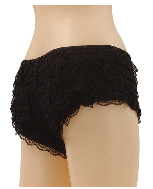 Be Wicked Ruffle Hot Pants Black Large