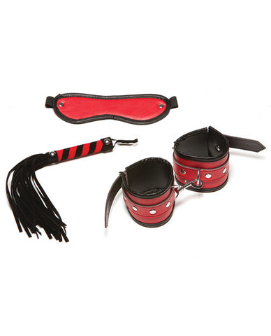 Xplay Red Passion Three Piece Set W-mask, Whip & Wrist Cuffs - Red