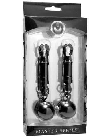 Master Series Black Bomber Nipple Clamps W-ball Weights