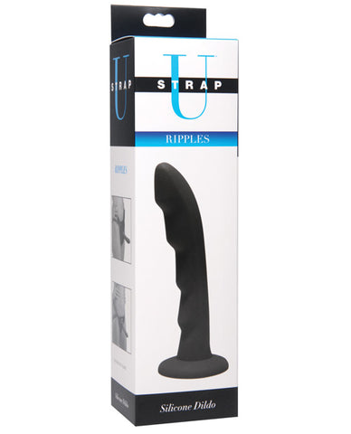 Strap U Ripples Silicone Strap-on Compatible Dildo - Black