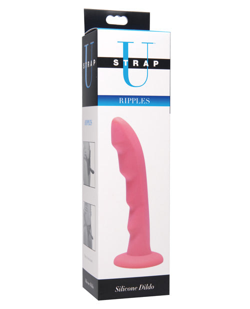 Strap U Ripples Silicone Strap On Compatible Dildo - Pink