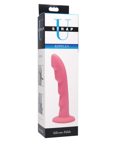 Strap U Ripples Silicone Strap On Compatible Dildo - Pink