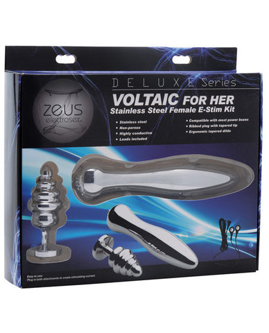 Zeus Electrosex Deluxe Series Voltaic Female E-stim Kit - Black