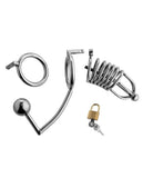 Master Series Condemned Penetration Cage W-anal & Urethral Insertion - Silver