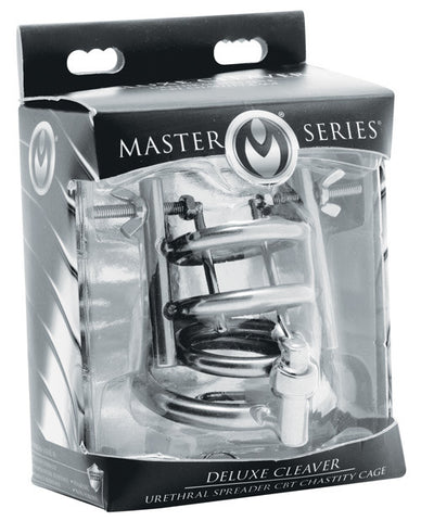 Master Series Deluxe Cleaver Urethral Spreader Chastity Cage - Silver