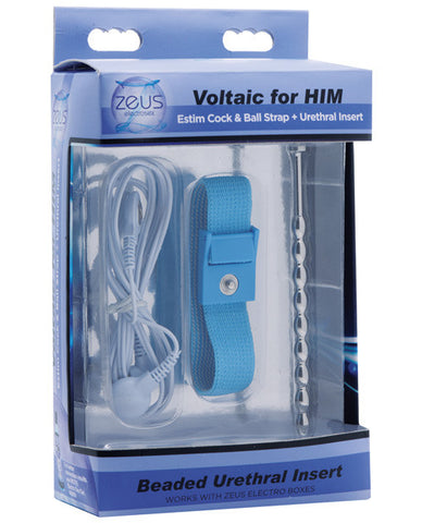 Zeus Voltaic For Him Estim Cock & Ball Strap W-urethral Insert