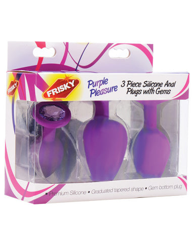 Purple Passion 3pc Silicone Anal Plugs W-gems