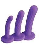 Strap U Tri-play Silicone Dildo Set - 3 Pc Purple