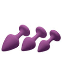 Pleasures Silky Silicone Anal Plugs - Purple Pack Of 3